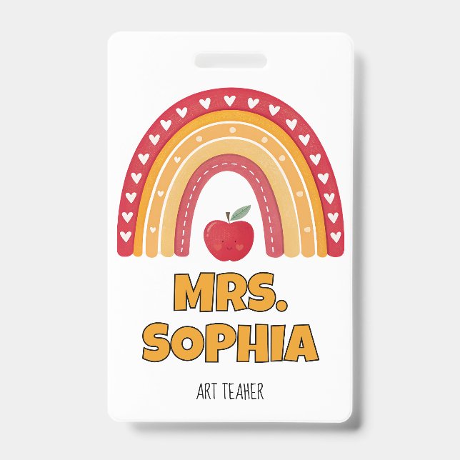 Badge Porte-badge enseignant – Conception arc-en-ciel (Avant)