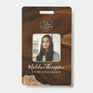 Badge Porte en or rouille Marbre d'entreprise Logo d'ent