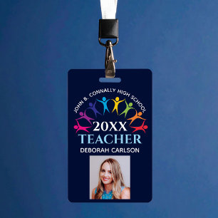 Badge Porte-nom personnalisé arc-en-ciel pour enseignant