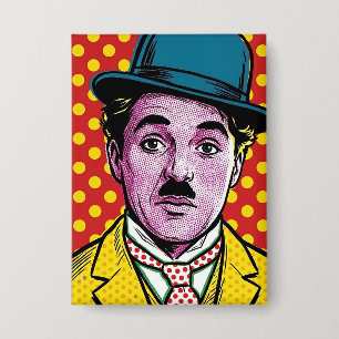 Badge Portrait cinématique rétro Pop Art de Chaplin Chap