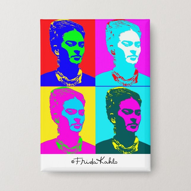 Badge Portrait de Frida Kahlo en Pop Art (Recto)