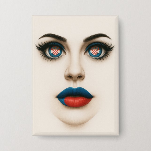 Badge Portrait de la pop croate beauté yeux & lèvres (Recto)