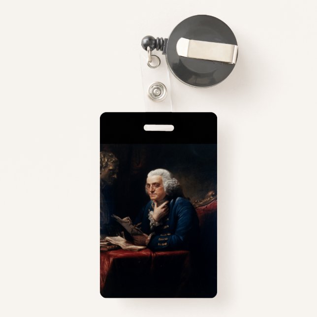 Badge Portrait de pouce, Benjamin Franklin Père fondateu (Back with Retractable)