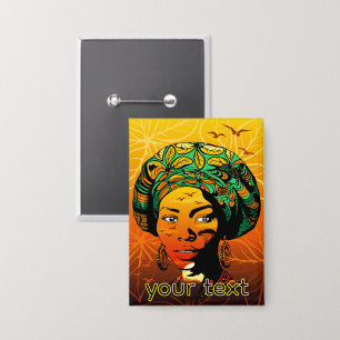 Badge Portrait féminin africain avec coucher de soleil