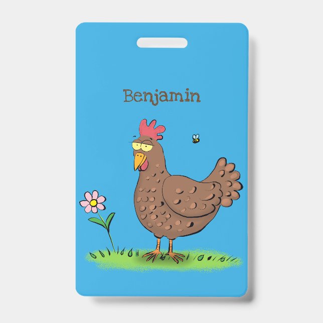 Badge Poulet drôle rustique fantaisiste dessin animé (Avant)