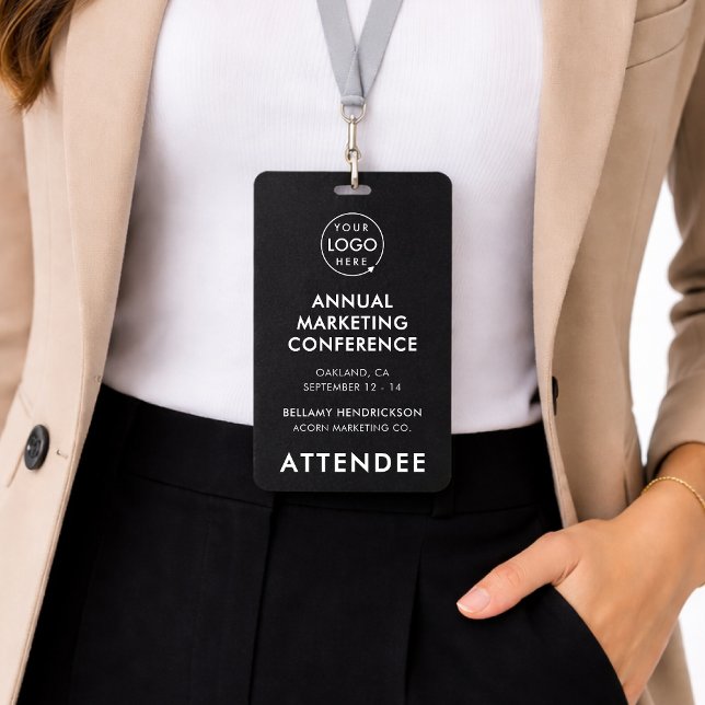 Badge pour événement 4x6 | Carte d'accès au progra (Design a polished vertical lanyard badge for conferences, expos, and business events)