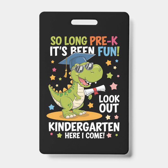 Badge Pré K Graduate jardin d'enfants Dinosaur T Rex (Avant)