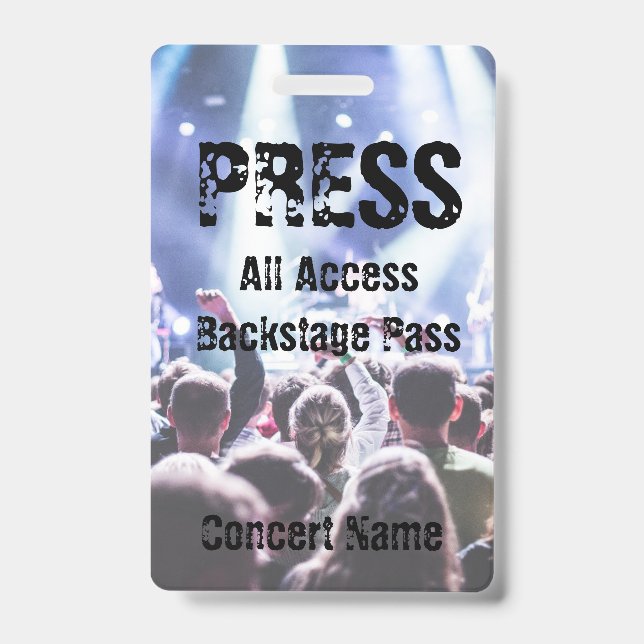 Badge Press Concert Festival Band Event Backstage Pass (Face)