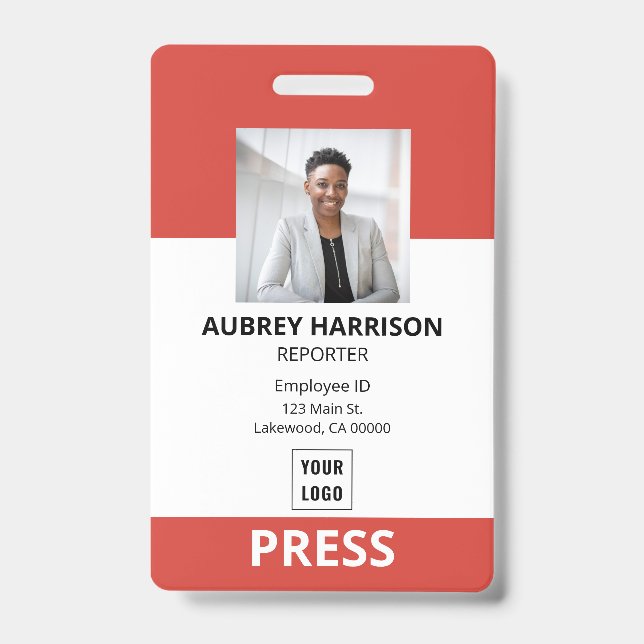 Badge Presse Simple Photo d'identité d'entreprise (Avant)