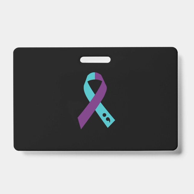 Badge Prévention du suicide au ruban violet point-virgul (Avant)