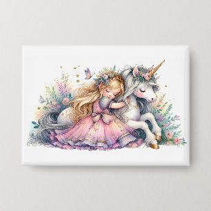 Badge Princesse Licorne Pastel Féerie Fantastique