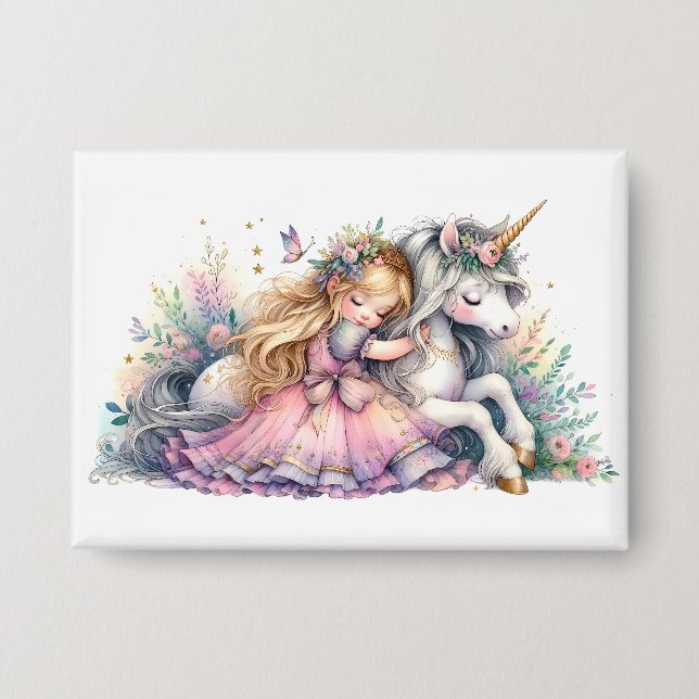 Badge Princesse Licorne Pastel Féerie Fantastique (Recto)