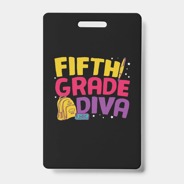 Badge Professeur de 5e année Diva de cinquième année (Avant)