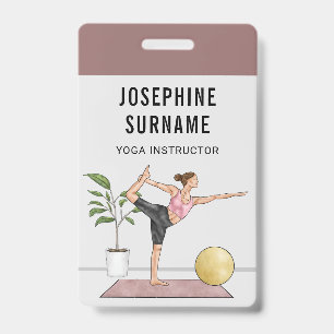 Badge Professeur de yoga Danseuse Pose Méditation Entraî