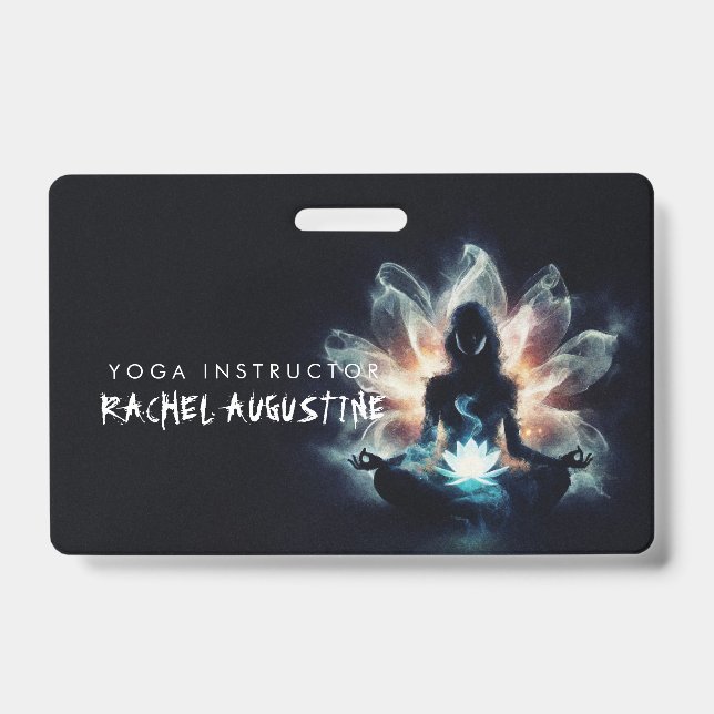 Badge Professeur de yoga en posture de méditation Brouil (Avant)