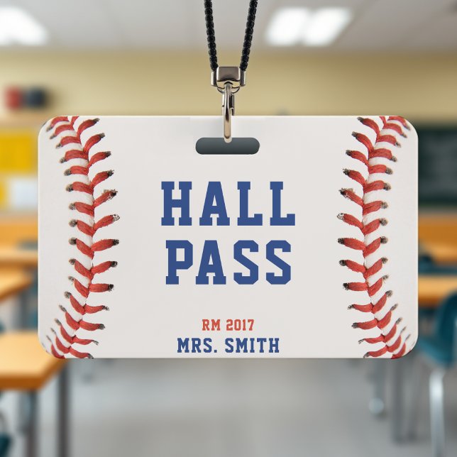 Badge Professeur d'école de baseball softball élève bill (Baseball Softball School Teacher Student Hall Pass Badge
)