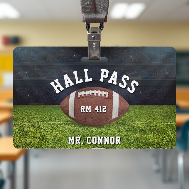 Badge Professeur d'éducation physique Football américain (American Football Gym Teacher Student Hall Pass Badge
)