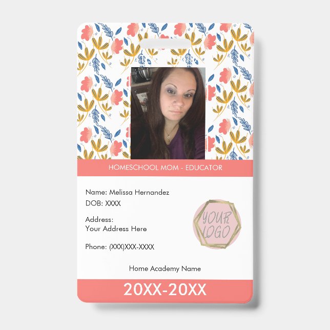 Badge Professeur Écolage à Domicile École Maman ID Botan (Avant)