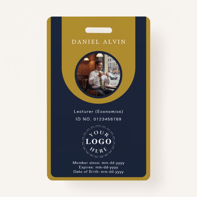 Badge Professional Blue Brown Staff Identification ID (Devant)