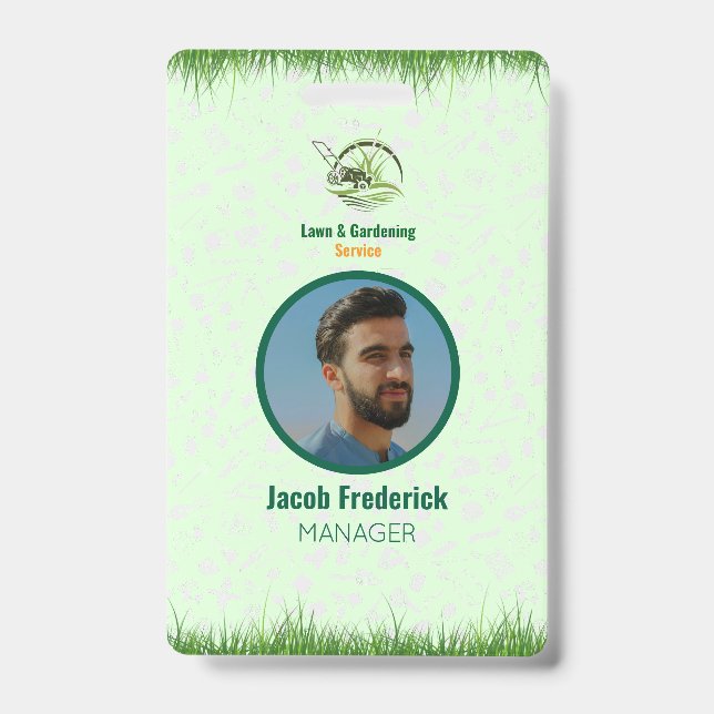Badge Professional White and Green Lawn Care (Face)