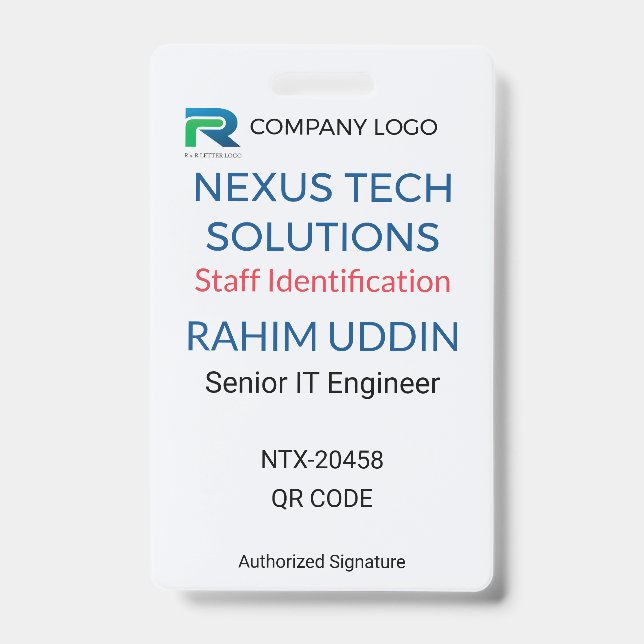 Badge professionnel | Badge de personnel – Logo ID (Avant)
