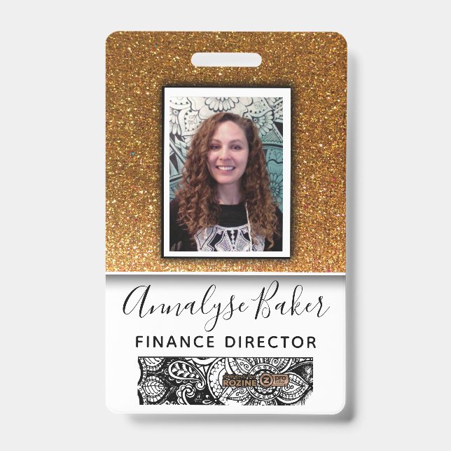 Badge Professionnel de la Parties scintillant d'or Infir (Avant)