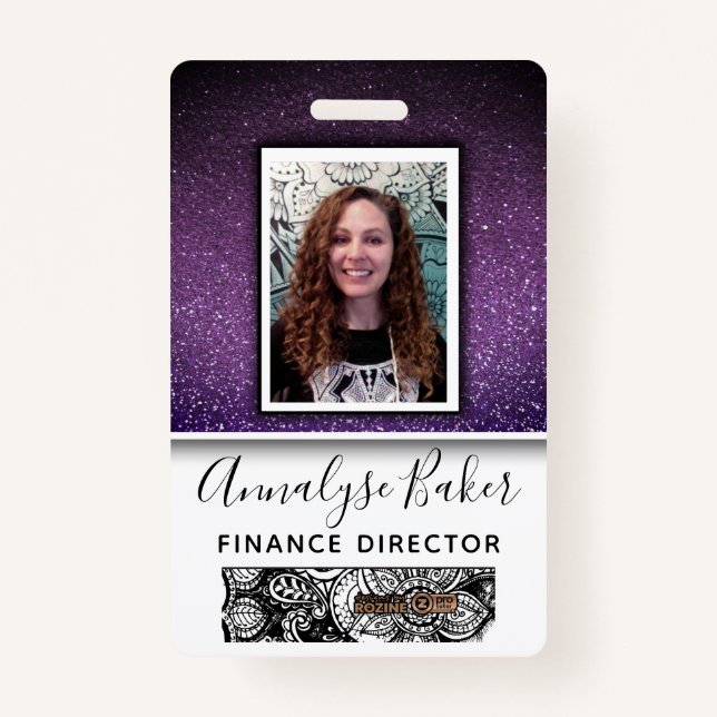 Badge Professionnel de la Parties scintillant violette A (Devant)