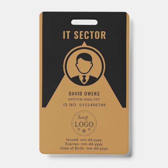 Badge Professionnel Élégant avec Logo et Carte d'I (Avant)