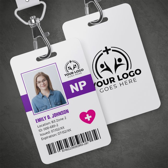 Badge Professionnel Infirmier Praticien NP Photo & Code- (Créateur téléchargé)