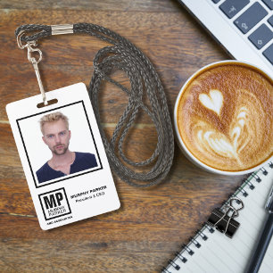 Badge Professionnel Moderne Monogramme Logo Photo Employ