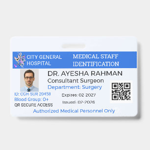 Badge Professionnel Soins de santé Badge d'hôpital