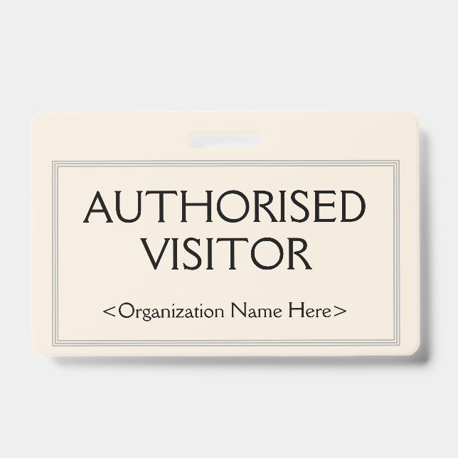 Badge professionnel "VISITEUR AUTORISÉ" (Avant)