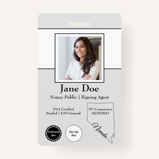 Badge public notaire de l'état du Nevada avec code (Devant)