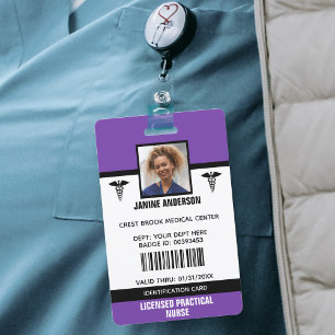 Badge Purple et Noir Médicale Employé Docteur Infirmière