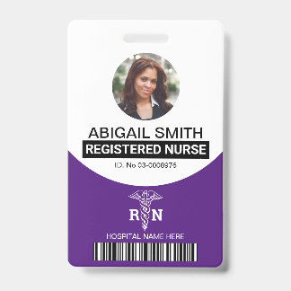 Badge Purple infirmière autorisée modèle photo
