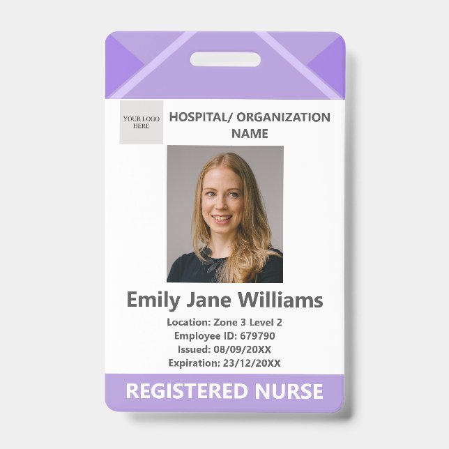 Badge Purple Medical Doctor Nurse Aged Security Photo ID (Avant)