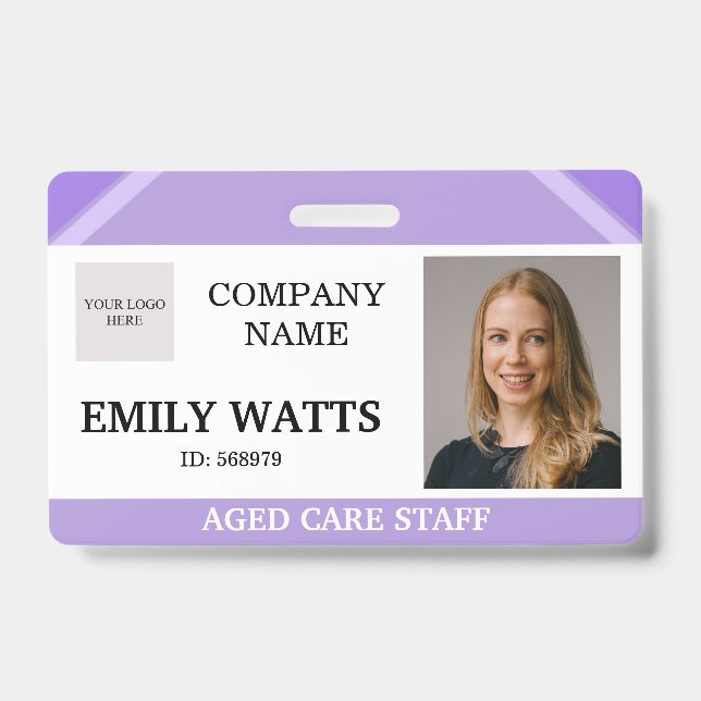 Badge Purple Medical Nurse Aged Care Security Photo ID (Face)
