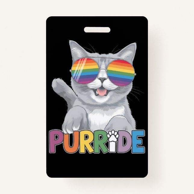 Badge Purride Chat Lunettes de soleil Gay pride Rainbow  (Devant)