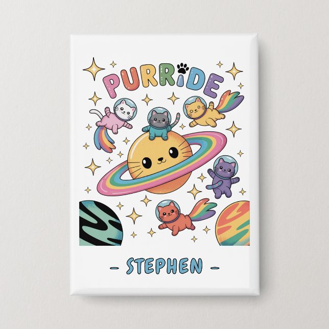 Badge Purride Space Cats - Kawaii Astronaut Cats (Recto)