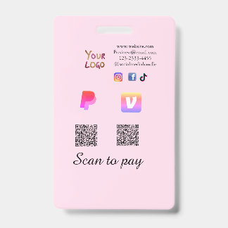 Badge Q R code PayPal venmo scan pay add social media de