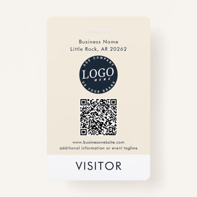 Badge QR Code Business Logo Visitor ID Modern (Devant)
