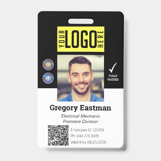 Badge QR Code de la carte d'identité photo de l'employé  (Avant)