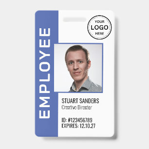 Badge QR Code Periwinkle Logo de l'entreprise Photo Empl