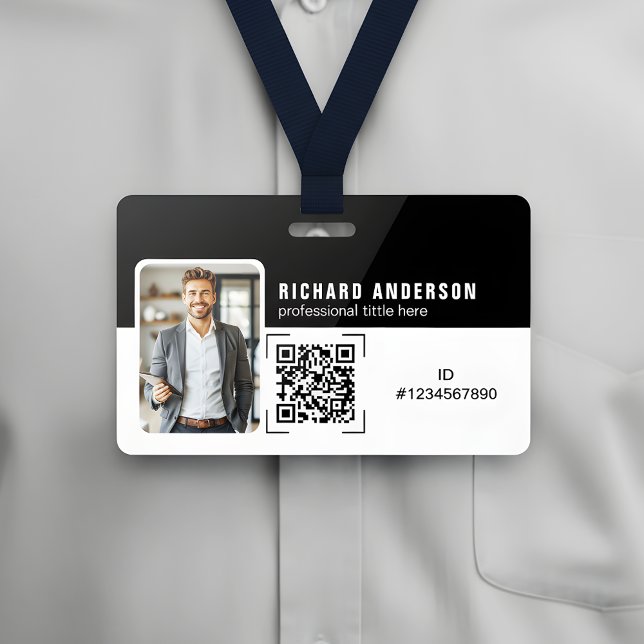 Badge QR Code Professionnel d'Identité d'Employé d (Créateur téléchargé)