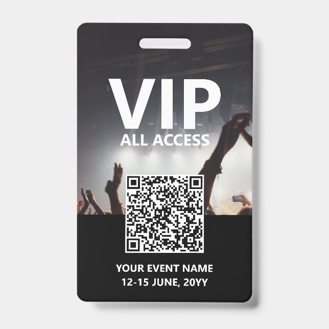 Badge Qr Code VIP All Access Pass Événement personnalisé (Face)