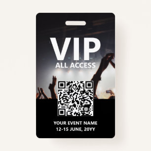 Badge Qr Code VIP All Access Pass Événement personnalisé