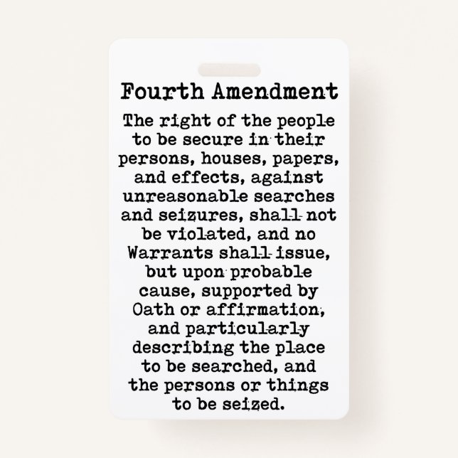 Badge Quatrième amendement - Constitution des États-Unis (Devant)