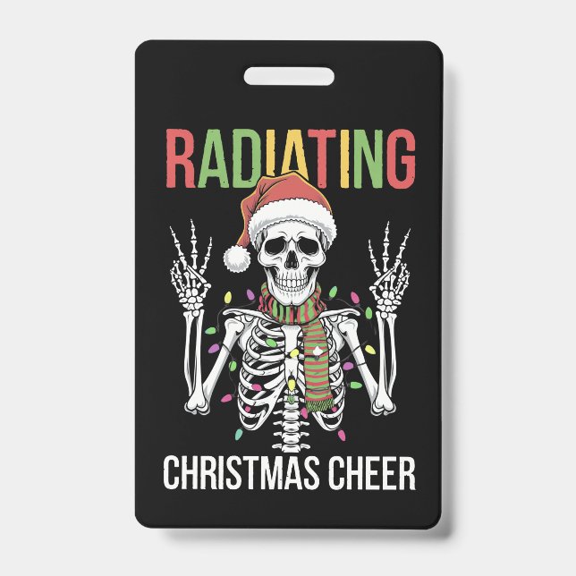 Badge Radiologie Noël Père Noël Skeleton Xray Technicien (Avant)
