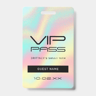 Badge Rainbow Pastel Sweet 16th VIP Pass Lanyard