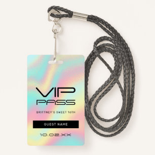 Badge Rainbow Pastel Sweet 16th VIP Pass Lanyard